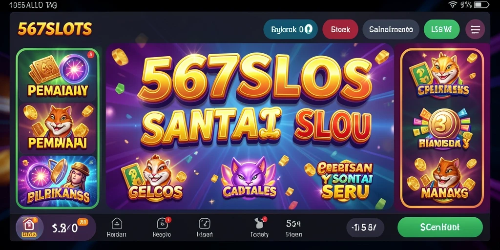 Tampilan gameplay <strong>567SLOTS</strong> yang ceria dan penuh warna.