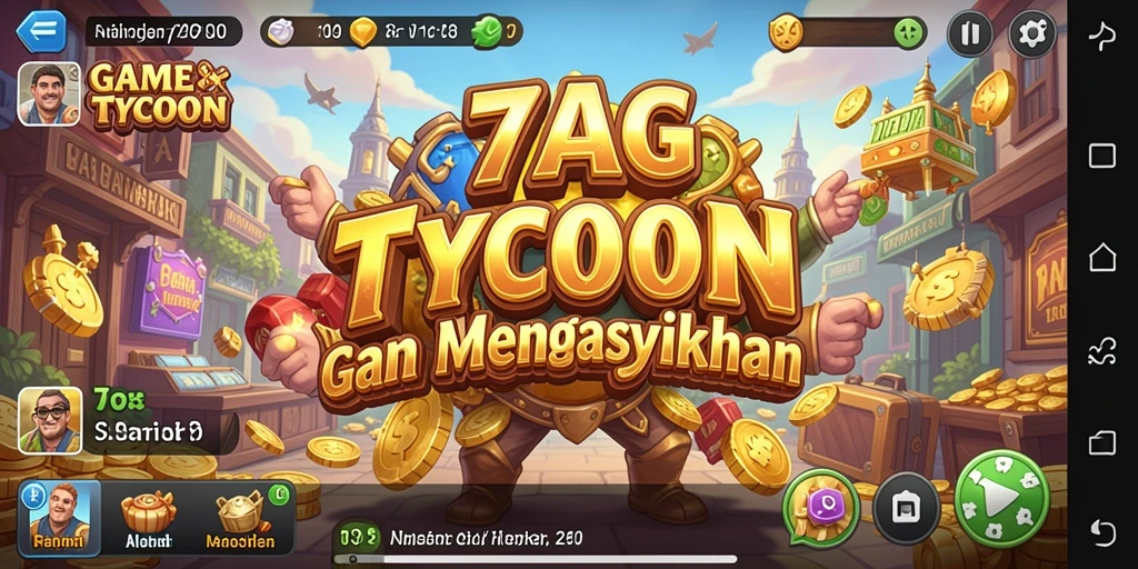 Screenshot utama 77AG memperlihatkan momen menarik dalam gameplay Tycoon.