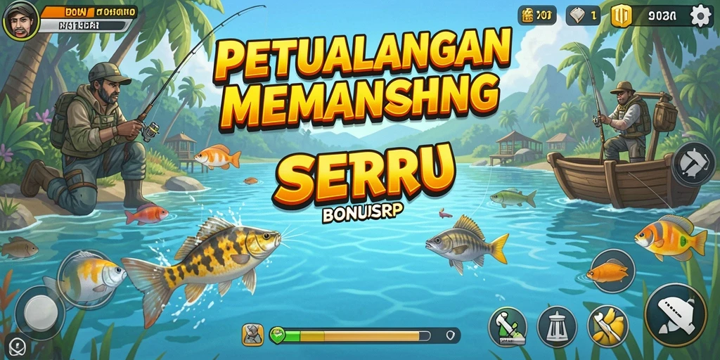 Tampilan gameplay BONUSRP saat memancing yang menarik dan seru.