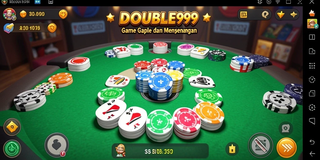 Screenshot gameplay DOUBLE999 menunjukkan suasana seru permainan Gaple.