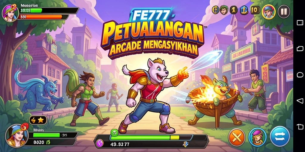 Tangkapan layar utama menunjukkan aksi seru dalam gameplay Arcade.