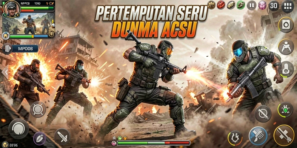 Screenshot MPO08 menampilkan aksi pertempuran yang mendebarkan.