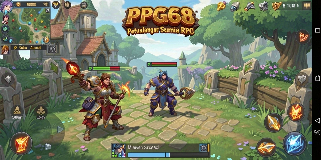 Tampilan menangkap momen aksi dalam gameplay RPG PGG68.