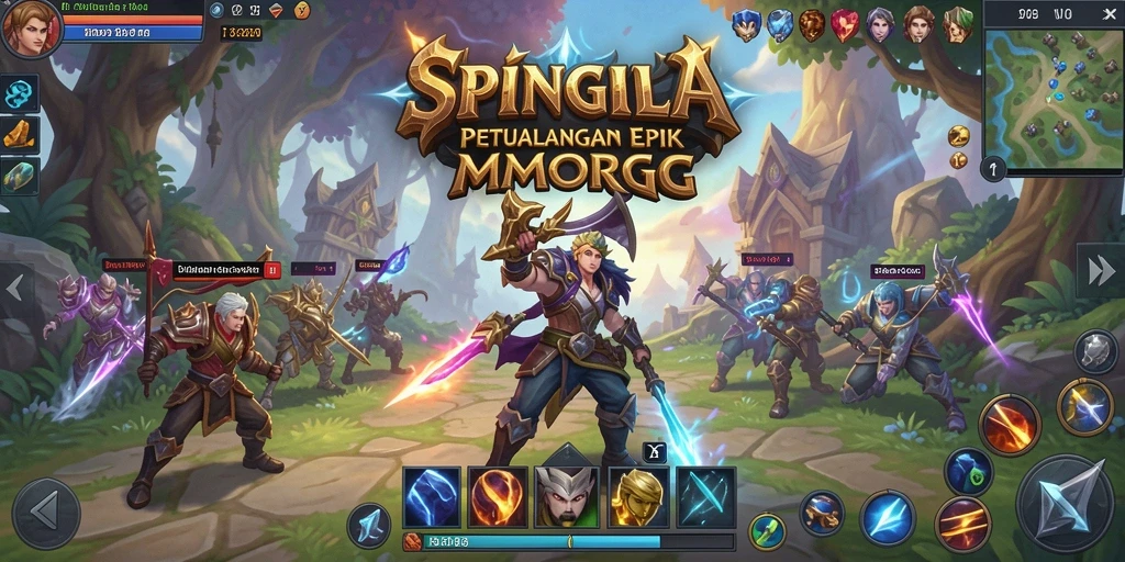 Tangkapan layar SPINGILA menunjukkan petualangan multiplayer yang seru di dunia fantasi.