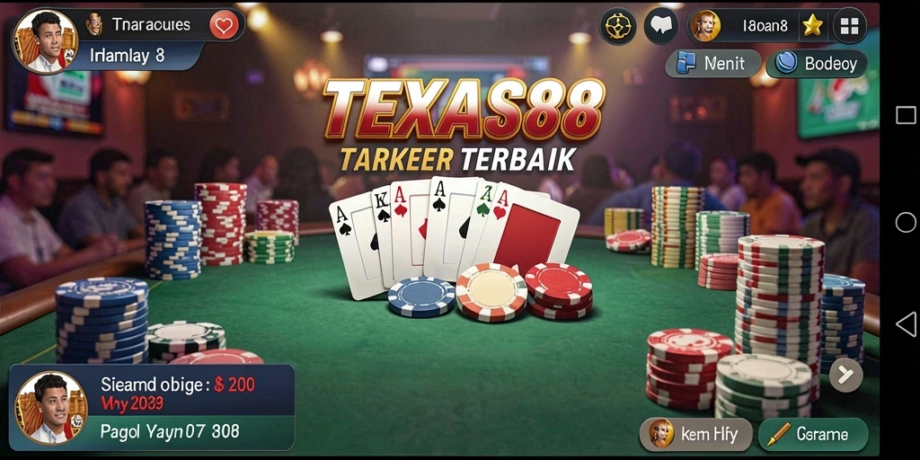 Tampilan menawan dari gameplay poker di TEXAS88.